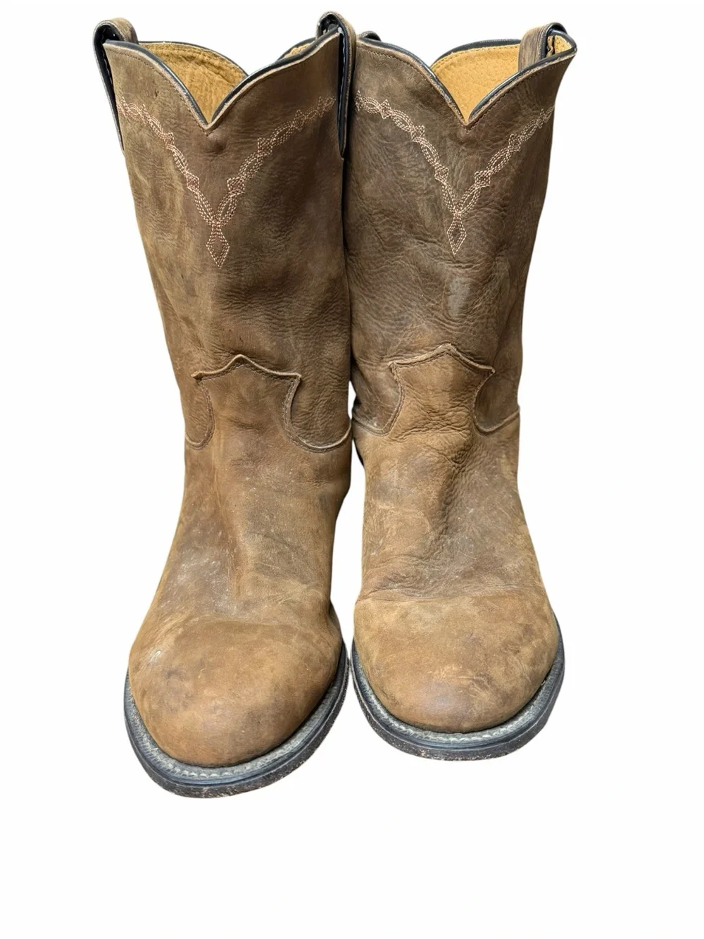 Justin cowboy Boots Men’s 11.5 Classic Roper Leather Rodeo Western Brown